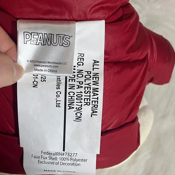Snoopy | Toys | Snoopy Peanuts Stuffed Animal With Red Puffer Jacket ...